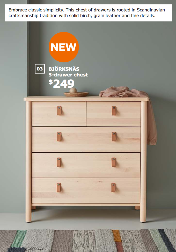 To be honest, we thought the leather handles were some sort of IKEA hack at first glance—but they come with the dresser!