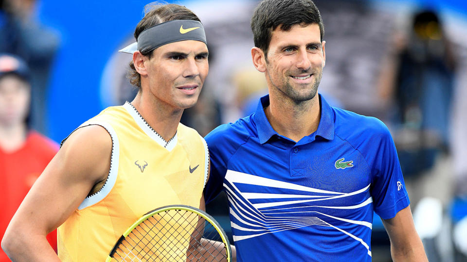 Novak Djokovic and Rafael Nadal, pictured here before the 2019 Australian Open final.