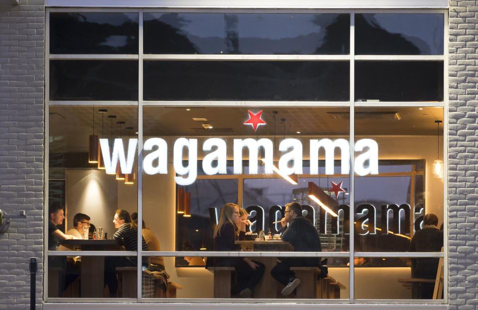 CARDIFF, UNITED KINGDOM - OCTOBER 02: A general view of a Wagamama restaurant on October 2, 2018 in Cardiff, United Kingdom. Wagamama is a British restaurant chain, serving Asian food based on Japanese cuisine. The noodle chain has been bought by the owner of the Garfunkel’s and Frankie and Benny’s restaurant chains for £357m in cash. (Photo by Matthew Horwood/Getty Images)