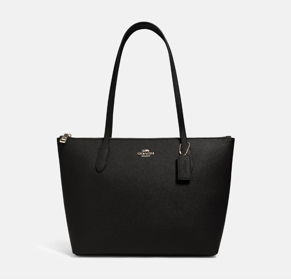 Zip Top Tote in Gold/Black (Photo via Coach Outlet)