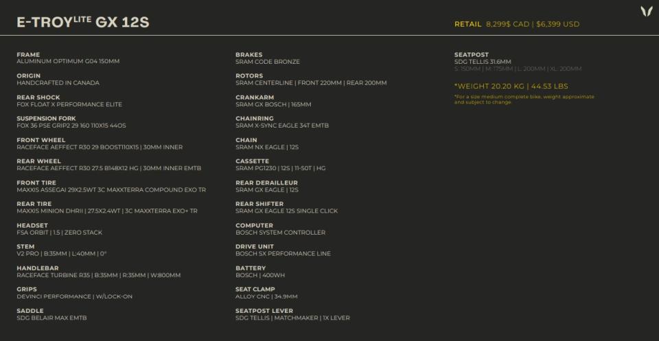 Devinci E-Troy Lite GX 12s specs