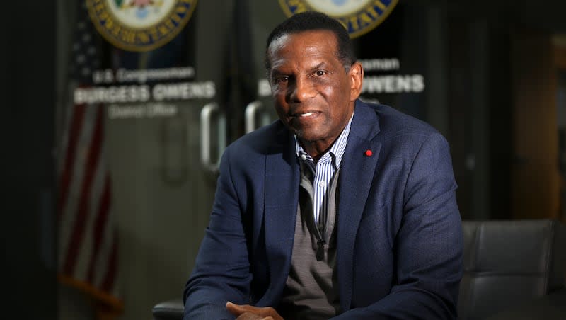 Rep. Burgess Owens, R-Utah, poses for a portrait at his office in West Jordan on Friday, Jan. 5, 2024.