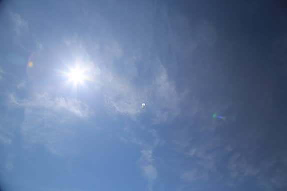 A balloon ascends into the stratosphere on May 15, 2013, as part of a Project Loon test. This is NOT an image of the "UFO" reported over Kentucky in 2012.