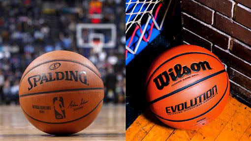 名記Haynes爆料，NBA將把正式比賽用球從斯伯丁（左）更換為威爾森（右）。（圖／翻攝自推特）