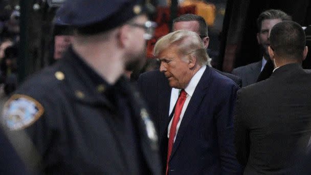 PHOTO: Former President Donald Trump arrives at Trump Tower, after his indictment by a Manhattan grand jury following a probe into hush money paid to porn star Stormy Daniels, in New York City, April 3, 2023. (Jeenah Moon/Reuters)