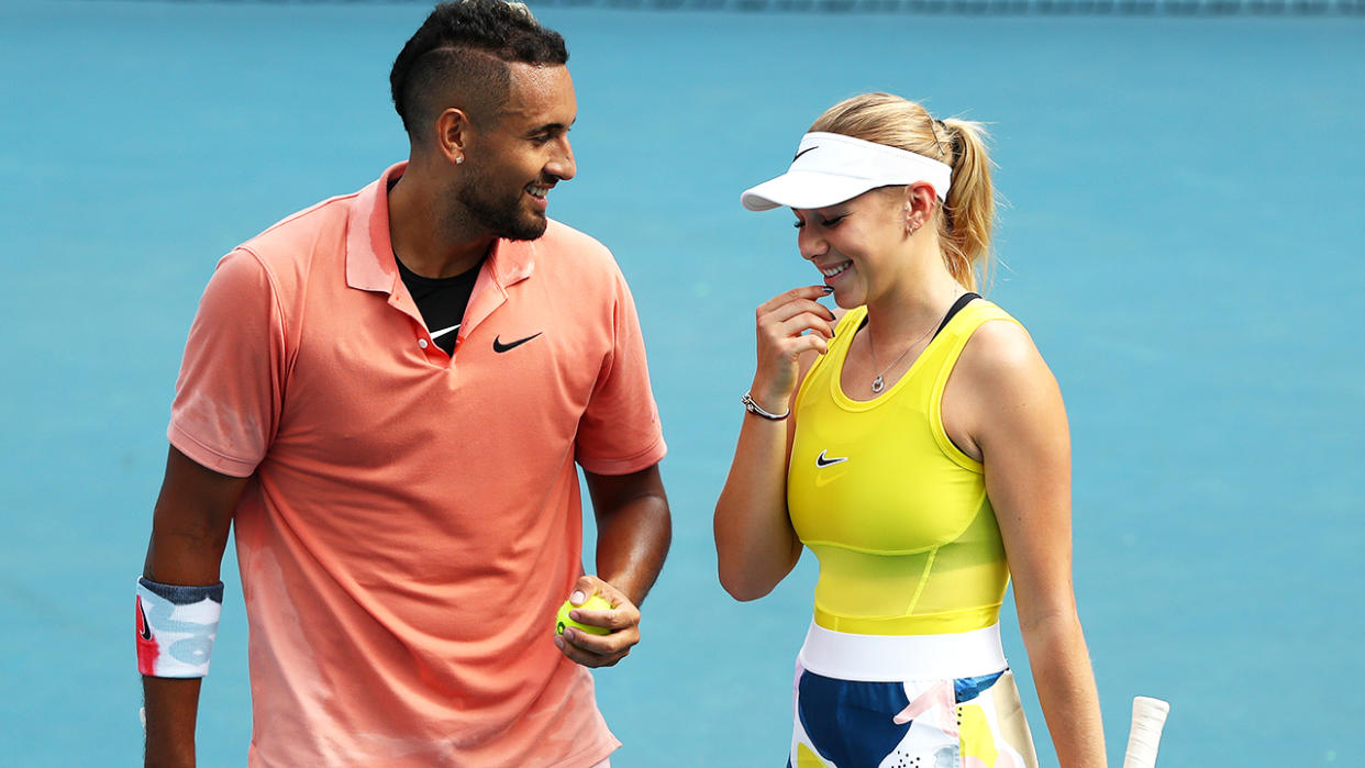 Nick Kyrgios and Amanda Anisimova, pictured here at the Australian Open.