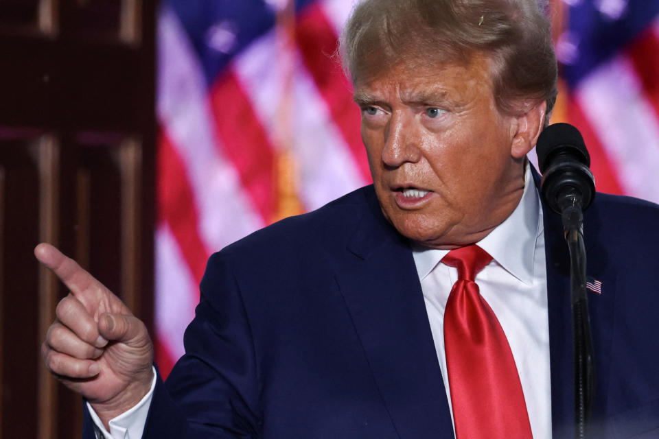 Trump delivers remarks at his golf club in Bedminster, N.J., after his arraignment on classified document charges.