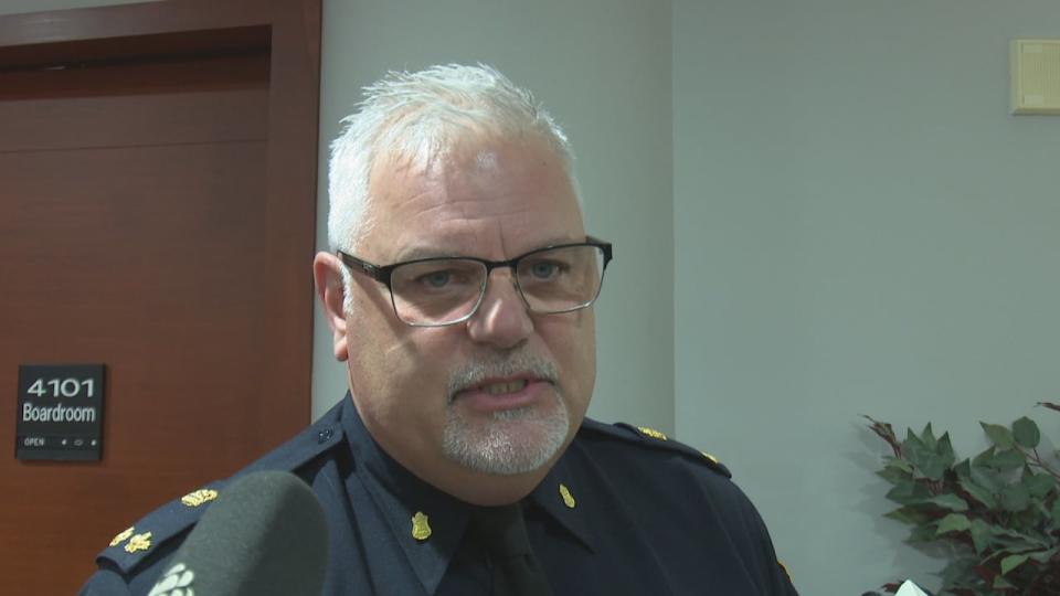 Deputy Chief of Windsor police Jason Crowley speaking after a meeting of the Windsor Police Services Board on March 21, 2024.
