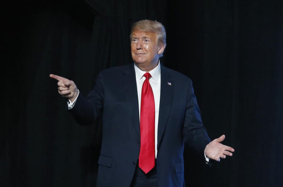 President Donald Trump arrives to speak at the Students for Trump conference at Dream City Church, Tuesday, June 23, 2020, in Phoenix. (AP Photo/Ross D. Franklin)