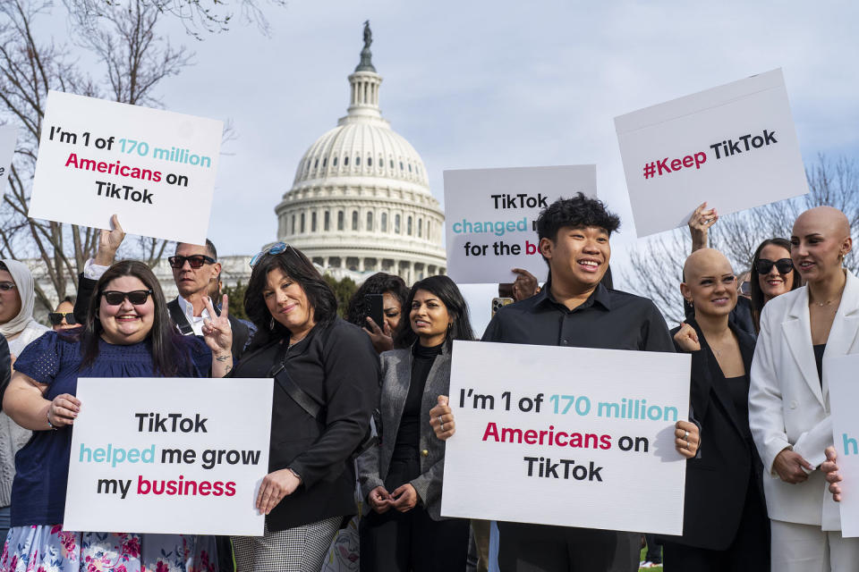 Lawmakers contend the app's owner, ByteDance, is beholden to the Chinese government, which could demand access to the data of TikTok's consumers in the U.S.  (J. Scott Applewhite / AP)