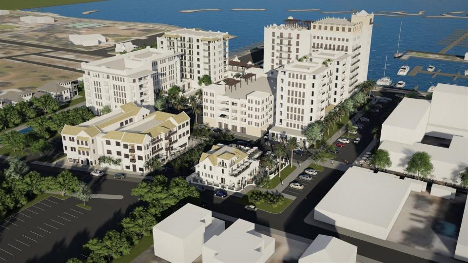 Artistic renderings show the planned King's Landing multi-use development, which has hit a number of snags since Audubon Development was picked by the Fort Pierce City Commission in 2019.