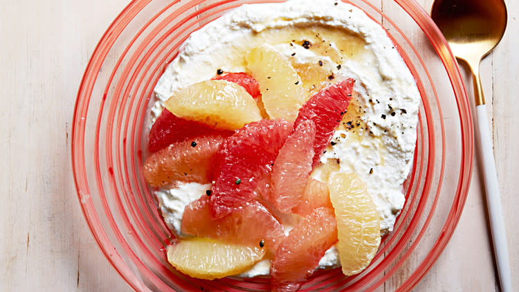 Mixed Grapefruit with Ricotta and Cardamom Honey