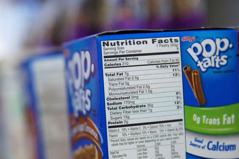 FILE PHOTO: The Nutrition Facts label is seen on a box of Pop Tarts at a store in New York