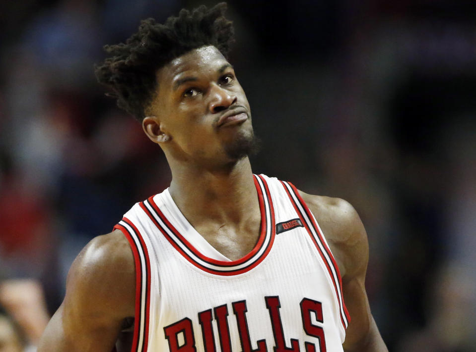 The Bulls traded Jimmy Butler to the Timberwolves for a package that included the No. 7 pick. (AP)