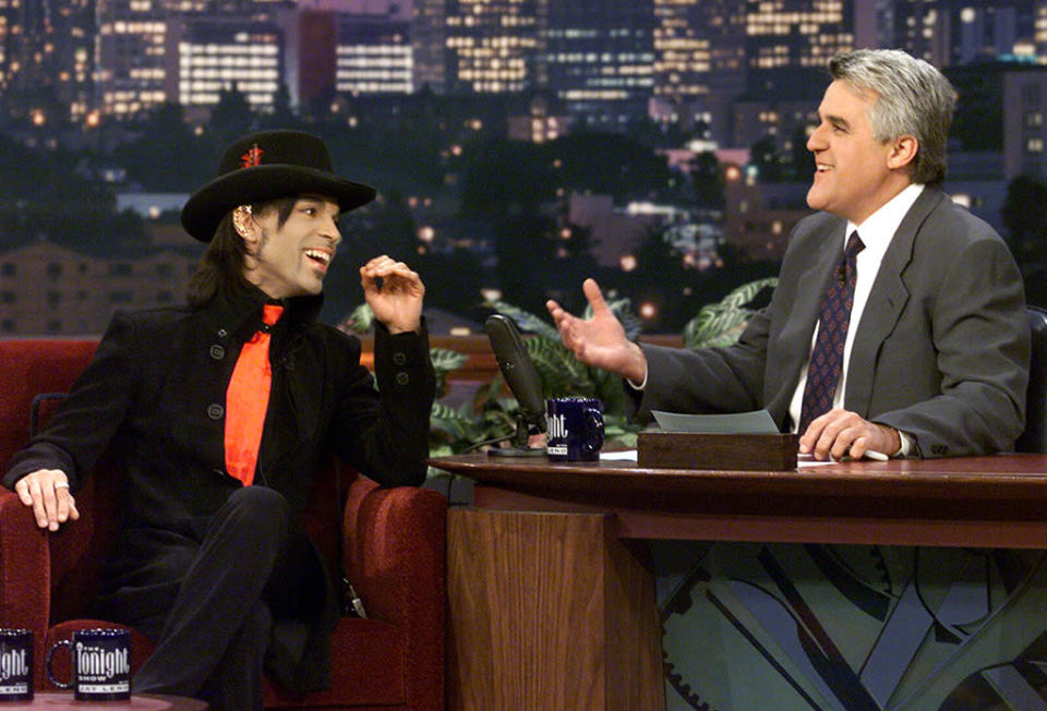 Prince during an interview with host Jay Leno on May 04, 2001. 