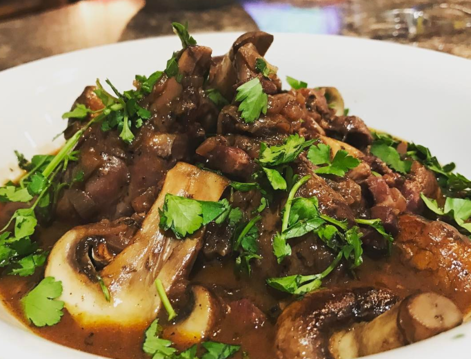 <p>Come on, if it wasn’t for all the ‘vin’, it would just be a chicken stew. It’s the addition of a WHOLE bottle of wine that makes this dreamy French classic so darn good. [Photo: Instagram/ <a rel="nofollow noopener" href="http://www.eatwithellen.com" target="_blank" data-ylk="slk:Eat with Ellen;elm:context_link;itc:0;sec:content-canvas" class="link ">Eat with Ellen</a>] </p>