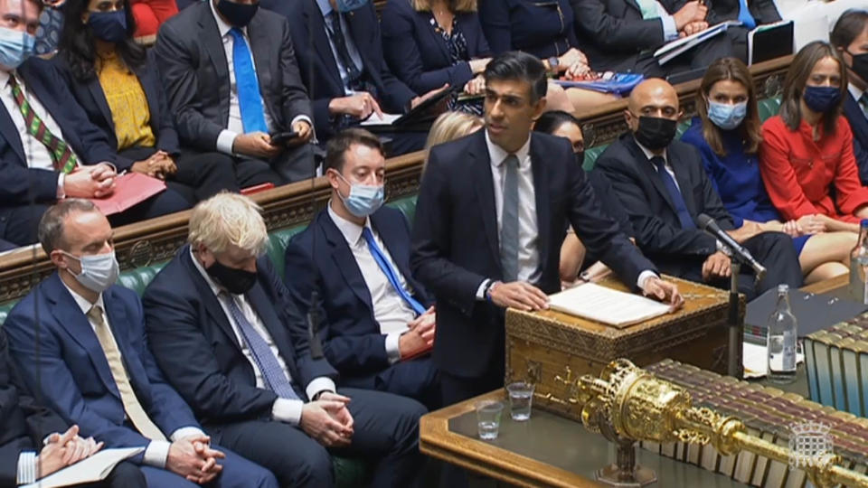 Chancellor of the Exchequer Rishi Sunak delivering his Budget to the House of Commons