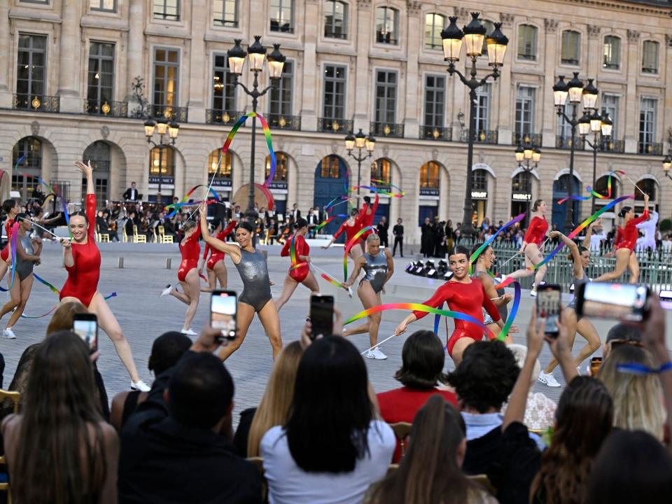 Rhythmic gymnasts perform at Vogue World 2024.