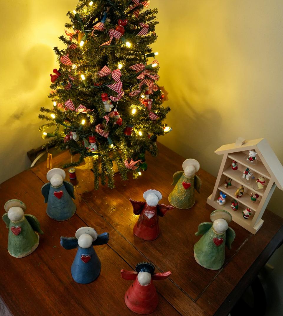 Angels are among the Christmas decorations that Diane Evans likes to make.