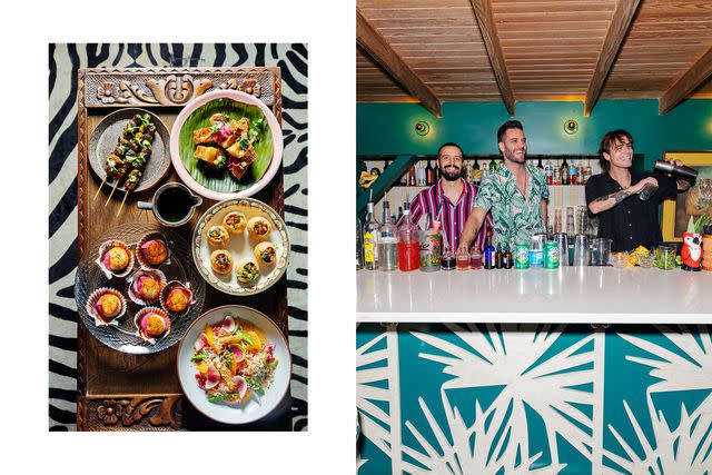 <p>Cedric Angeles</p> From left: Filipino fried pork belly and crispy rounds of pani puri are on the menu at Mister Mao, in the Uptown neighborhood; a trio of bartenders at Mister Mao.