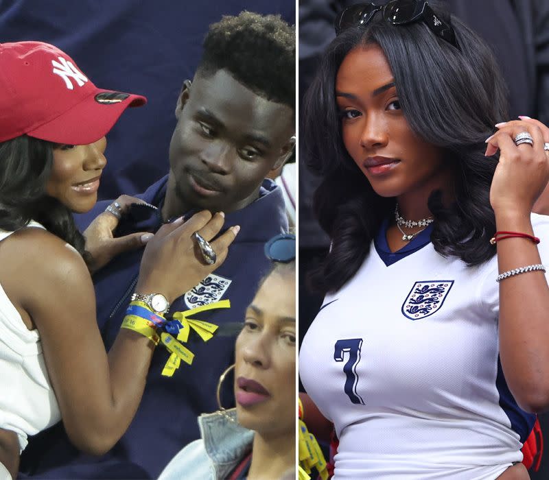 El jugador inglés Bukayo Saka y su novia la modelo Tolami Benson