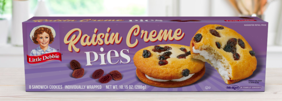 Little Debbie's Raisin Creme Pies purple box