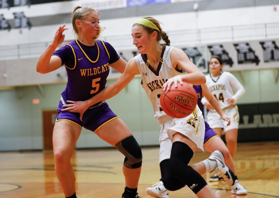 Kickapoo's Mikayla Pilley as the Lady Chiefs take on the Blue Springs Wildcats during the 35th Willard Basketball Classic at Willard High School on Wednesday, Nov. 30, 2022.