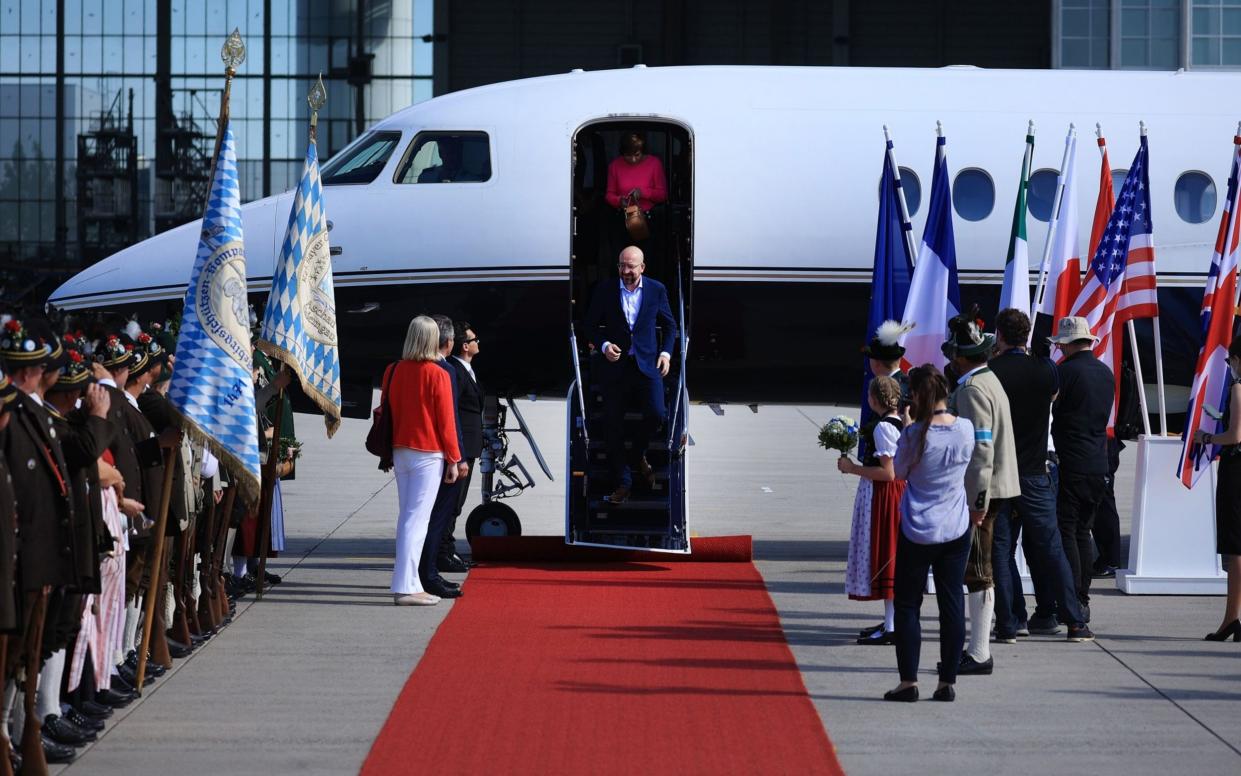 Charles Michel has taken private jets to Germany and Austria despite EU rules saying commercial flights must be taken when possible - Krisztian Bocsi/Bloomberg