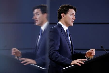 Canada's Prime Minister Justin Trudeau speaks during a news conference in Ottawa, Ontario, Canada June 27, 2017. REUTERS/Chris Wattie