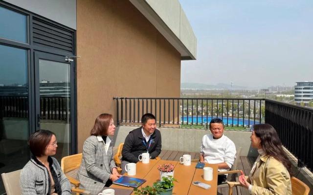 Alibaba founder Jack Ma visits a school in Hangzhou in a surprise reappearance in China - Hangzhou Yungu School/via REUTERS