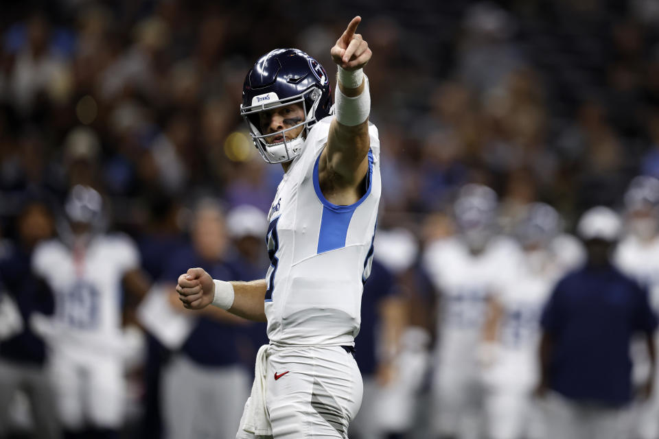 Will Levis showed some flashes of brilliance his rookie year for the Titans. He could be in store for a big Year 2. (Photo by Chris Graythen/Getty Images)