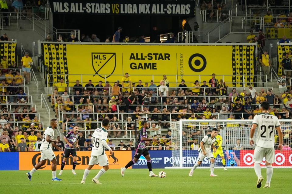 Jul 24, 2024; Columbus, OH, USA; MLS defender Steven Moreira of the Columbus Crew (31) controls the ball during the MLS All-Star Game at Lower.com Field.