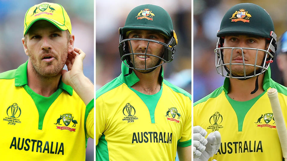 Aaron Finch, Glenn Maxwell and Marcus Stoinis all look set to miss out on the Ashes. Pic: Getty