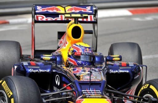 Red Bull Racing's Mark Webber pictured during the third practice session at the Circuit de Monaco in Monte Carlo on May 26 ahead of Sunday's Formula One Grand Prix. Webber will start from pole position in Sunday's race despite posting only the second fastest time in qualifying on Saturday