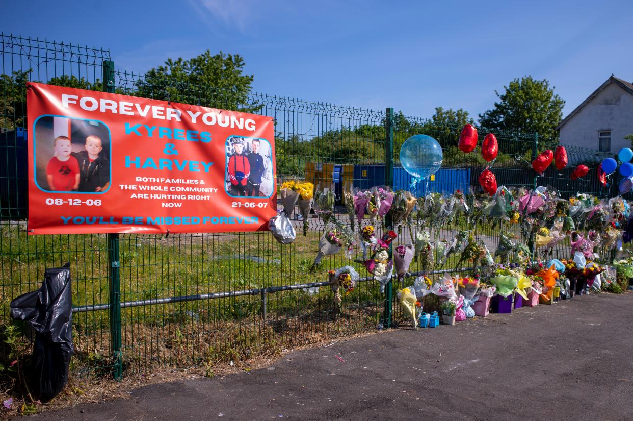 Hundreds of floral tributes and messages have been left at the scene of the accident in Ely, Cardiff since Monday (Getty Images)