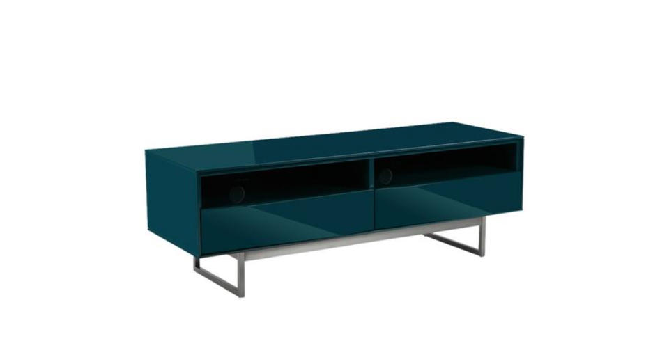 This teal-coloured TV stand is also available in grey. 