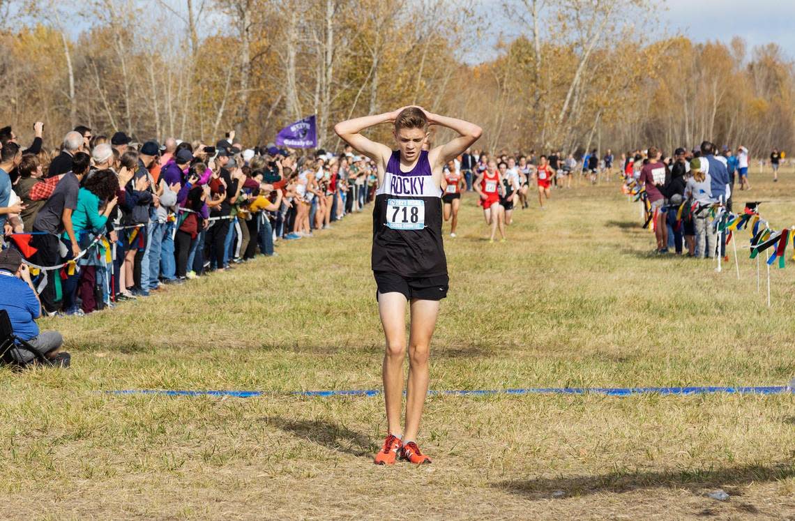 Landon Heemeyer of Rocky Mountain took third place at the 5A state cross country race at Eagle Island State Park last fall.