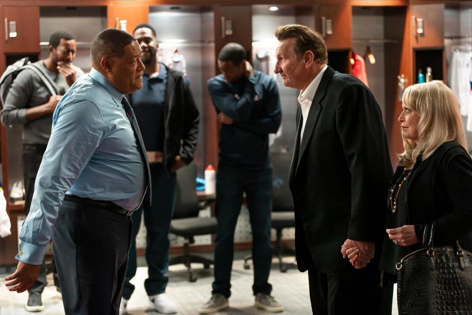 Laurence Fishburne and Ed O'Neill in a still from Clipped