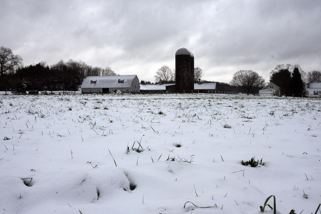 A blanket of snow covers the field at Chase Farm in 2012.