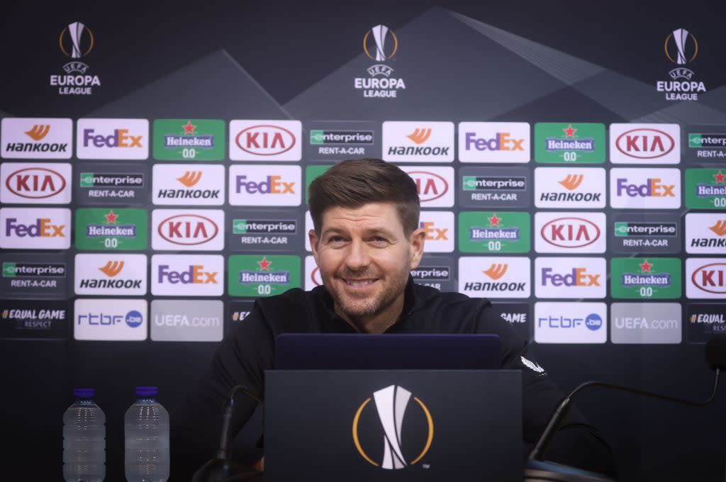 Steven Gerrard leads Rangers in the Europa League (Belga/AFP via Getty Images)