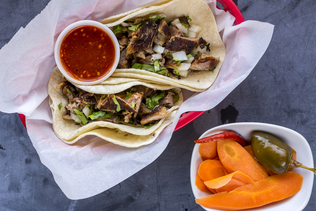 Carnitas tacos with pickled carrots