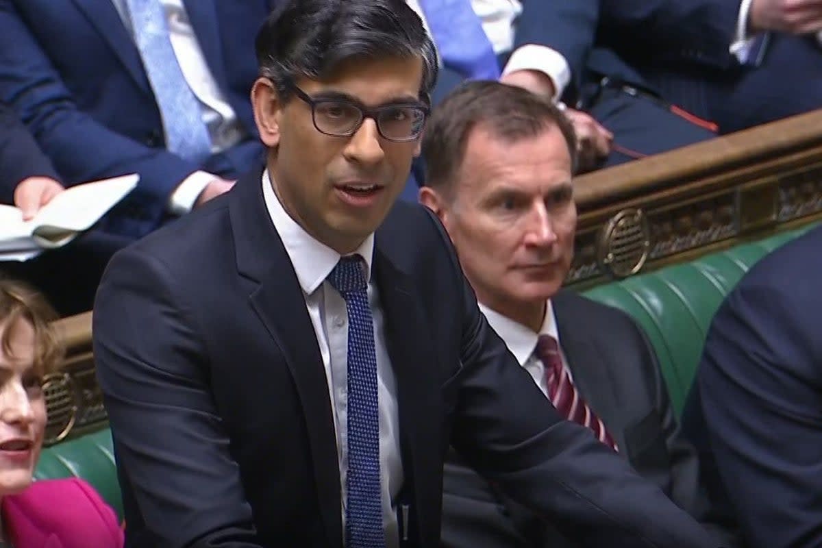 Prime Minister Rishi Sunak speaks during Prime Minister’s Questions in the House of Commons (House of Commons/UK Parliament/PA) (PA Wire)