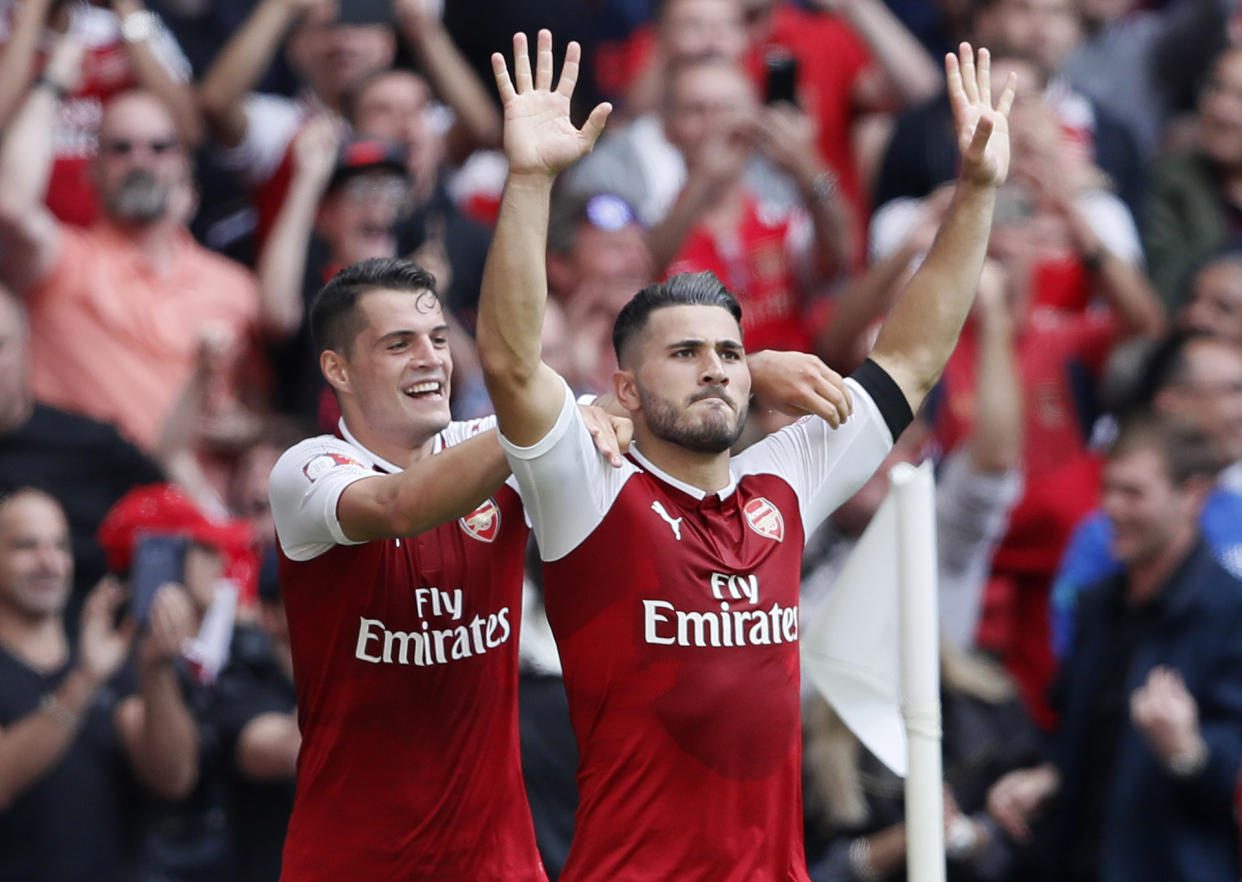 Sead Kolasinac scored the equalizer as Arsenal went on to beat Chelsea in penalties and win the Community Shield. (AP)