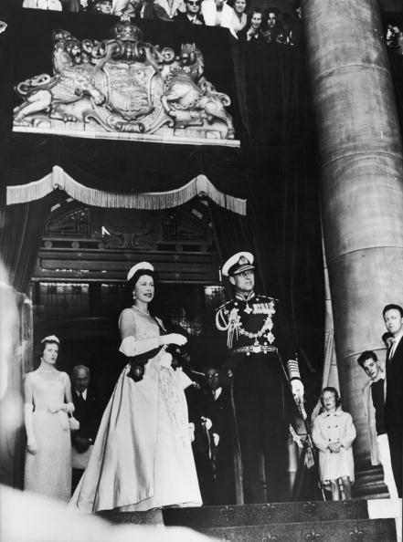 <p>During the opening of the New Zealand parliament, Queen Elizabeth II and Prince Philip take a moment for the royal salute and national anthem.</p>