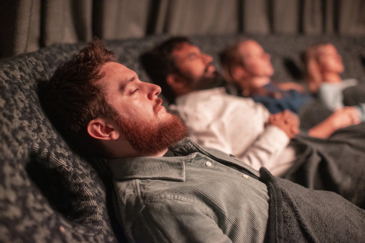 Dreamachine participants during an immersive experience with light and sound (Liam McBurney/PA) (PA Wire)