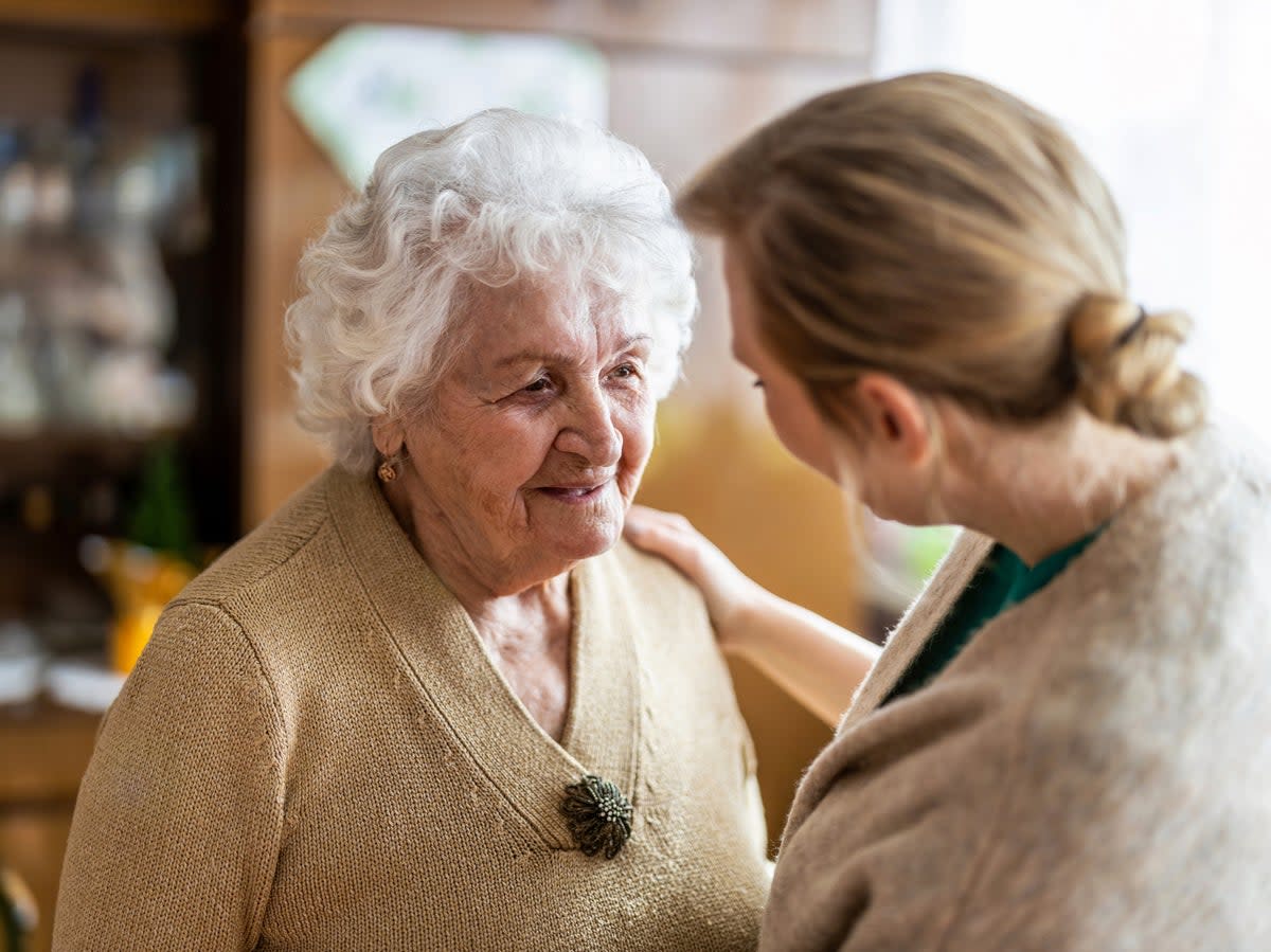 A health visitor talking to a senior citizen during a home visit (Getty/iStockphoto)
