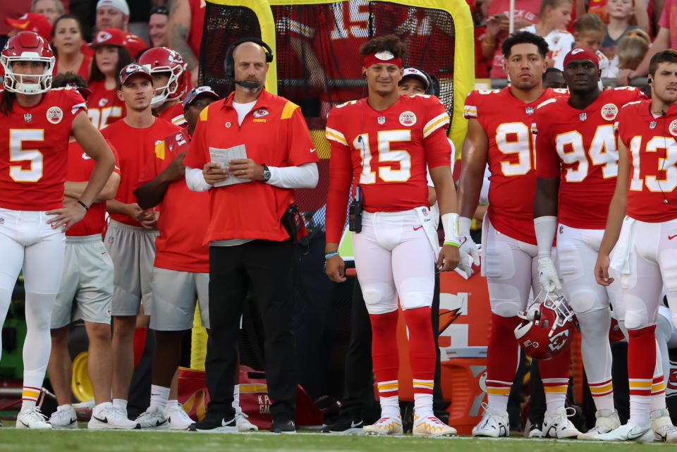 Chiefs OC Matt Nagy and quarterback Patrick Mahomes