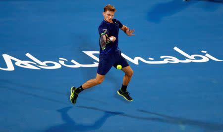 Tennis - Mubadala World Tennis Championship - David Goffin of Belgium v Britain's Andy Murray - Abu Dhabi, UAE - 30/12/16 David Goffin of Belgium in action. REUTERS/Ahmed Jadallah