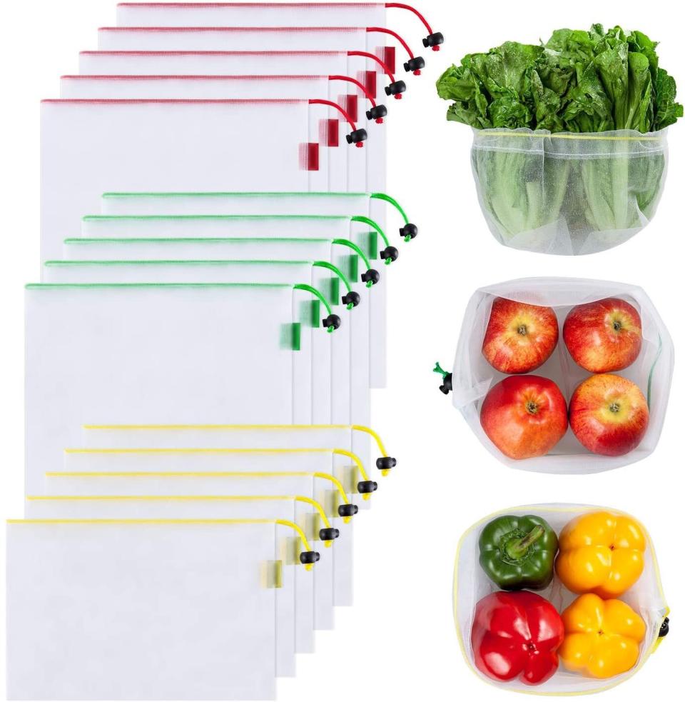 These <a href="Ecowaare Set of 15 Reusable Mesh Produce" target="_blank" rel="noopener noreferrer">Ecowaare Set of 15 Reusable Mesh Produce Bags﻿</a>&nbsp;are an easy plastic swap. If you're over Amazon, find a similar set at <a href="https://fave.co/2UkiKxs" target="_blank" rel="noopener noreferrer">Bed, Bath &amp; Beyond</a>.