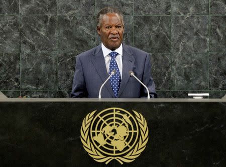 Zambia's President Michael Chilufya Sata addresses the 68th United Nations General Assembly at the UN headquarters in New York, in this September 24,2013 file picture. REUTERS/Justin Lane/Pool/Files